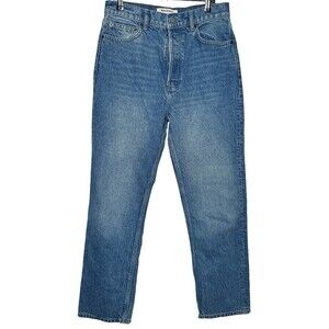 Reformation Cynthia Jeans 27 High Rise Light Button Fly Straight Colorado (Blue)